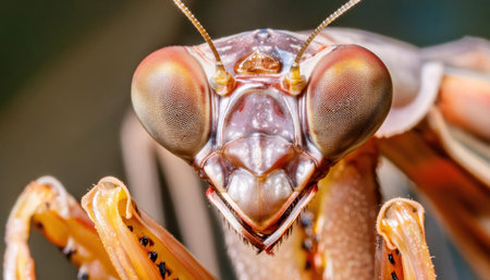 Close up of a praying mantis. Macro photography of insects.の素材