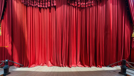 Theater stage with red curtains. Stage background. theater curtainの素材
