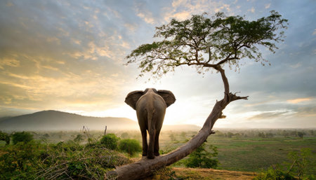 Elephant in the morning at Chiang Mai Province, Thailand.の素材