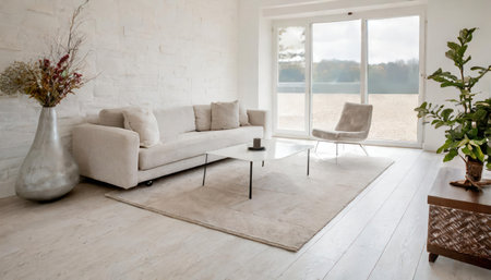 modern bright interiors apartment Living room mockup computer digitally generated imageの素材