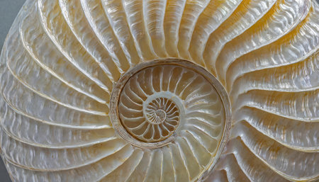 Close up of a spiral shell in the shape of a spiral.の素材