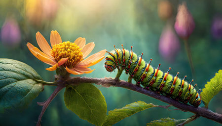 Caterpillar of the butterfly (Papilio machaon)の素材