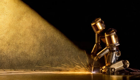 Sparks while welder working with a torch. Metalworking concept.の素材
