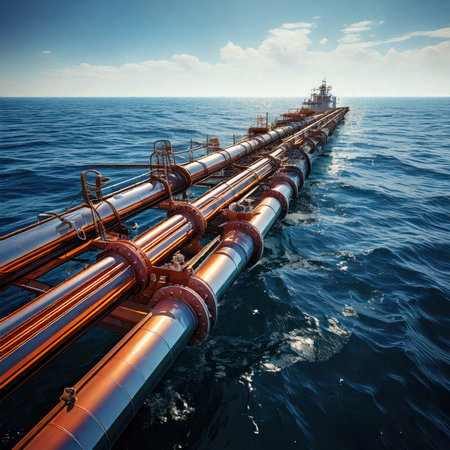 Oil pipeline in the sea. oil industry Production petroleum products.の素材