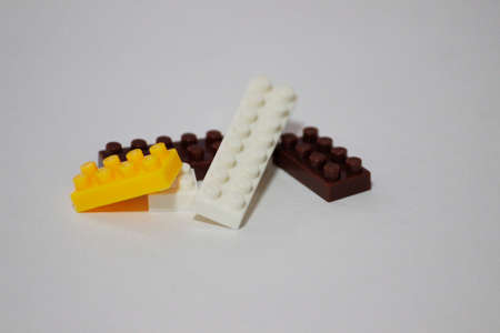Pile of plastic building blocksの写真素材