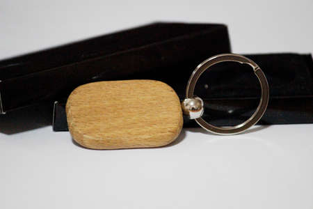 Blank wood keychain designの写真素材