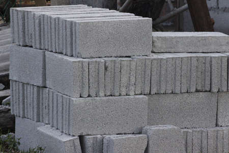 Pile of grey brickの写真素材