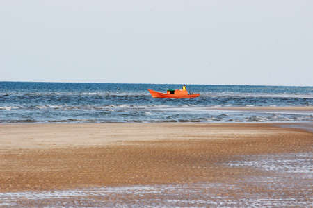 A boat on dynawood sea, Sarawak, Malaysiaの写真素材