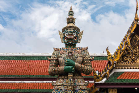 Green Giant Guardian in Wat Phra Kaew temple ,bangkok,thailand
