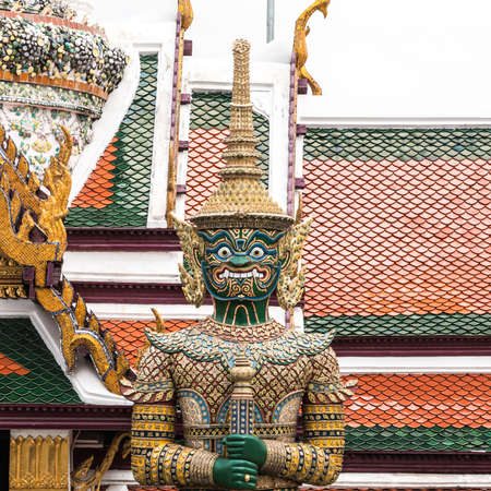 Green Giant Guardian in Wat Phra Kaew temple ,bangkok,thailandのeditorial素材