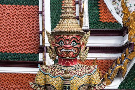 Red Giant Guardian in Wat Phra Kaew temple ,bangkok,thailandのeditorial素材