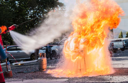 Fire drill demonstration の写真素材