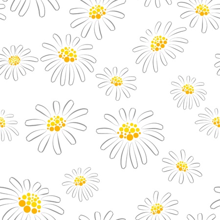 Seamless pattern with camomiles on white backgroundのイラスト素材