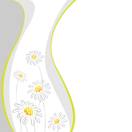 Abstract background with daisies and curved linesのイラスト素材
