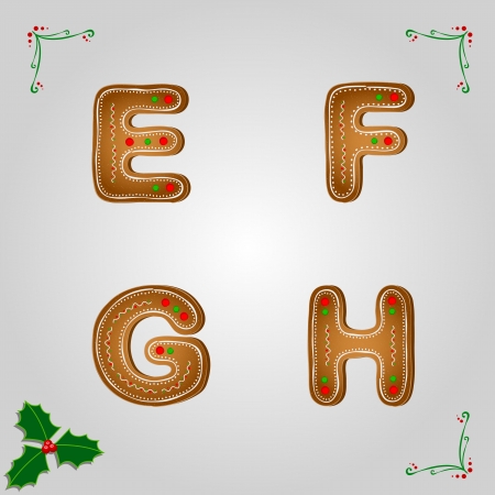 Christmas gingerbread letters from e to hのイラスト素材