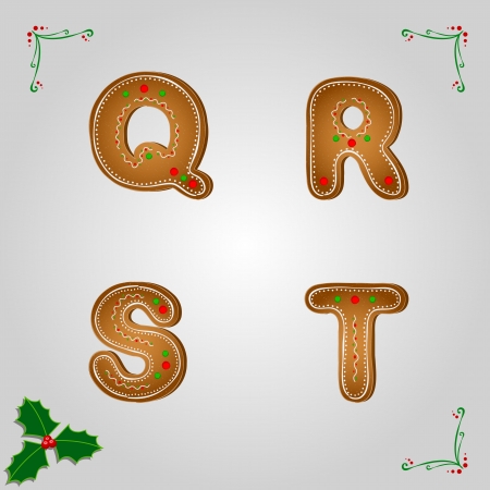Christmas gingerbread letters from q to tのイラスト素材