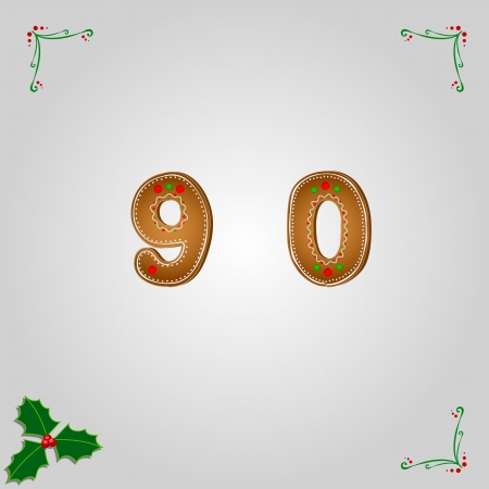 Christmas gingerbread numbers 9 and 0のイラスト素材