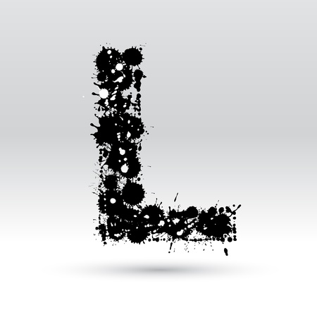 Letter L formed by black and white ink blotsのイラスト素材