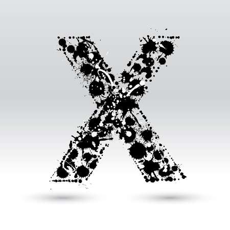 Letter X formed by black and white ink blotsのイラスト素材