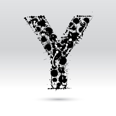 Letter Y formed by black and white ink blotsのイラスト素材