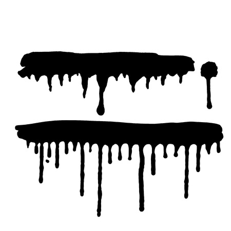 Stains of black dripping paint on white backgroundのイラスト素材