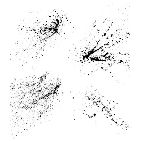 Set of black ink spray splatters on white backgroundのイラスト素材