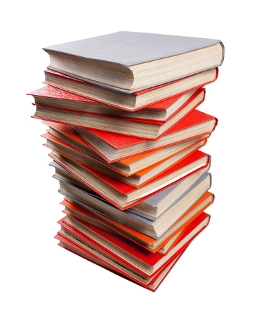 a pile of books isolated on white backgroundの写真素材