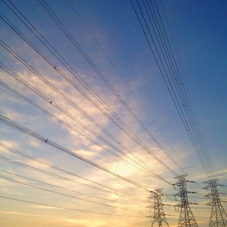 Power Lines during the sunsetの素材