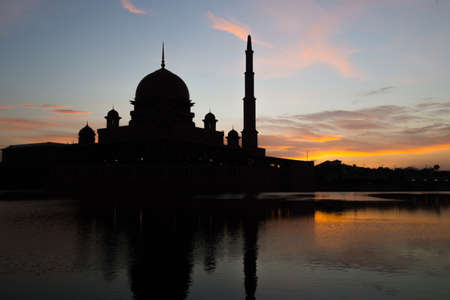 A silhouette of a mosqueの写真素材