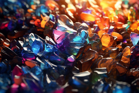 Colorful glass stones closeup. Abstract background and texture for design. Ai generated.の素材