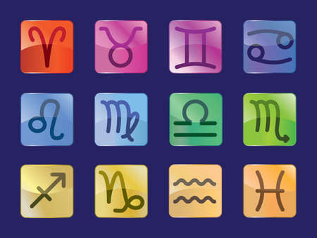 glass colored signs of the zodiacのイラスト素材
