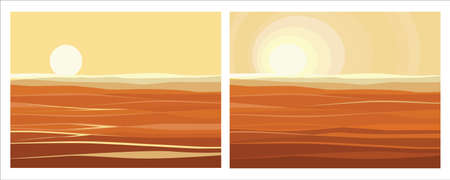 composition of the setting sun in the desert. sea ??sandのイラスト素材