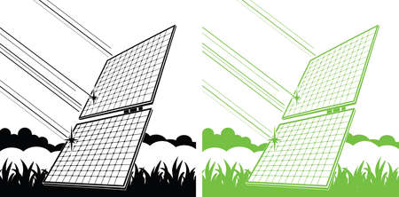 composition of solar panels, alternative energy sourcesのイラスト素材