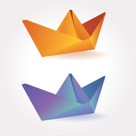 set of stylized colorful paper boats. can be used in a variety of tasks and projects such as advertising, animation, printed matter, etc.のイラスト素材