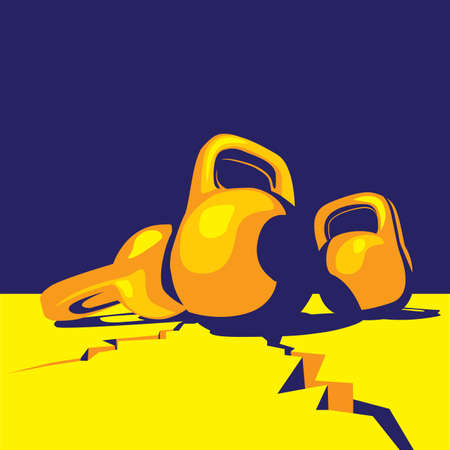 stylized illustration on the theme of sports, weightlifting and abstract definition of a large mass and weightのイラスト素材