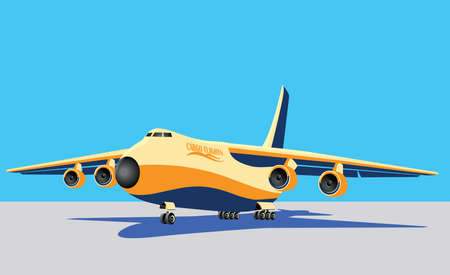 stylized, large cargo plane in cartoon style