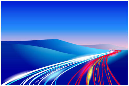 stylized vector illustration of the way. can be used in a variety of your work, illustration from highways to illustrate the work of fiber optic lines in the Telecommunications and networks, etc.のイラスト素材