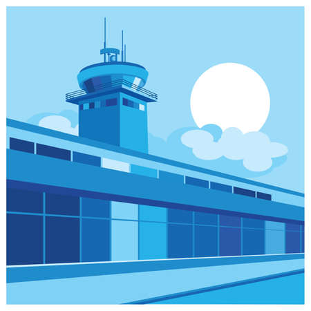 stylized illustration on the theme of the airport, air traffic, etc.のイラスト素材
