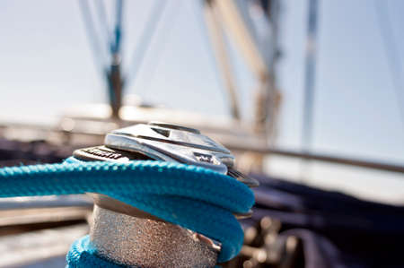 yacht winch on the deck of a sailing yacht