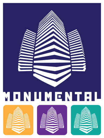 stylized abstract vector illustration symbolizing monumental, massive, scaleのイラスト素材