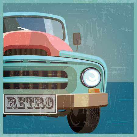Stylized vector illustration of a retro car. the old pickupのイラスト素材