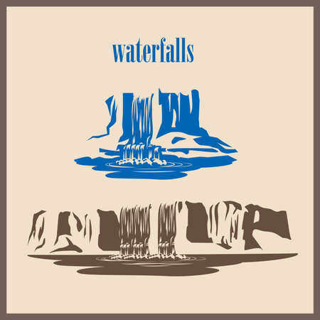 Stylized vector illustration waterfallsのイラスト素材