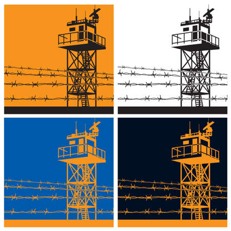 Vector illustration on the theme of frontiers. watchtower or observation towerのイラスト素材
