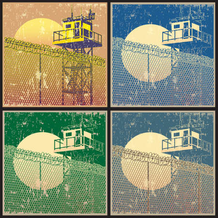 Watchtower. Vector illustration stylized as old posters