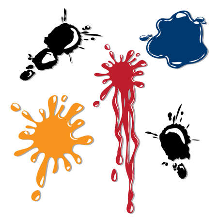 collection of stylized vector blots and smudgesのイラスト素材