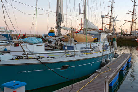 Yacht moored at the portのeditorial素材