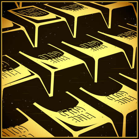Stylized vector illustration of shining gold bars in retro film styleのイラスト素材