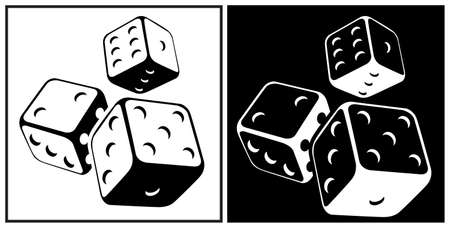 Stylized vector illustration of dices with black and white backgroundのイラスト素材