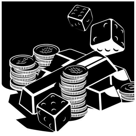 Stylized vector illustration on the theme of money, opportunities, wealth, chance and fortuneのイラスト素材