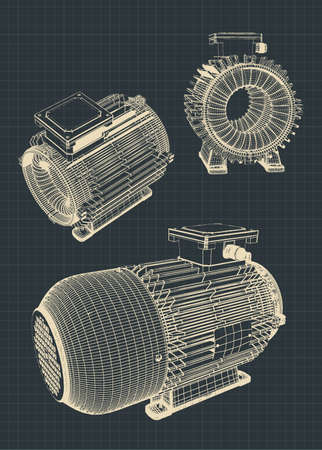 Stylized vector illustration of a electric motor drawingsのイラスト素材